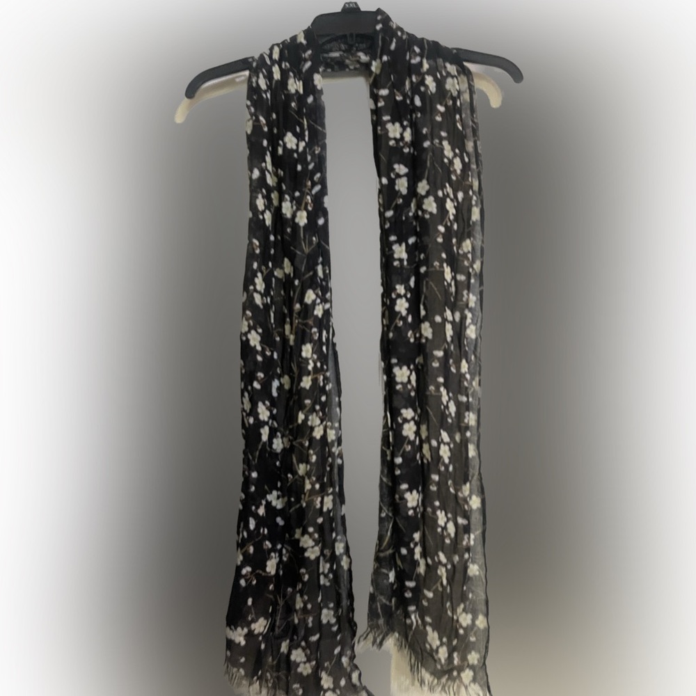 ONAM Black Floral Scarf
